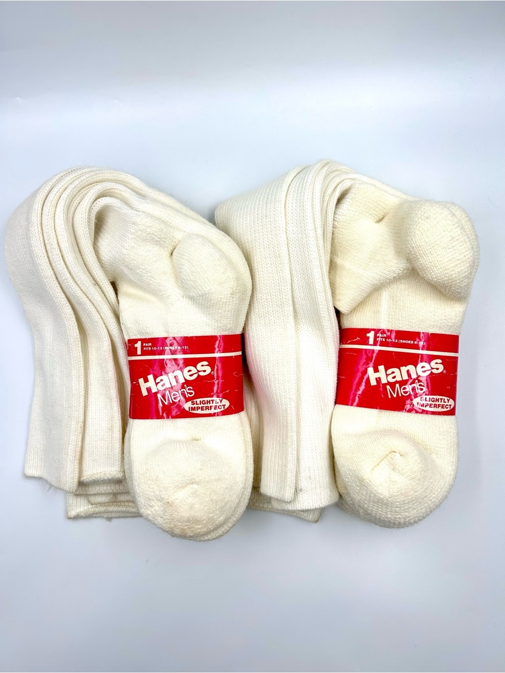 Lot of 6 Vintage Hanes Mens White Tube Socks Size 10-13 New USA Cotton Blend